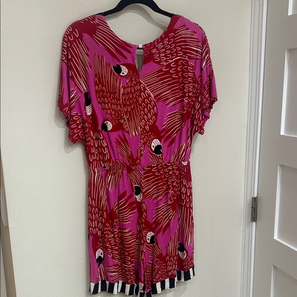Farm Rio Salma Pink and Red Parrot Print Romper - Picture 4 of 6